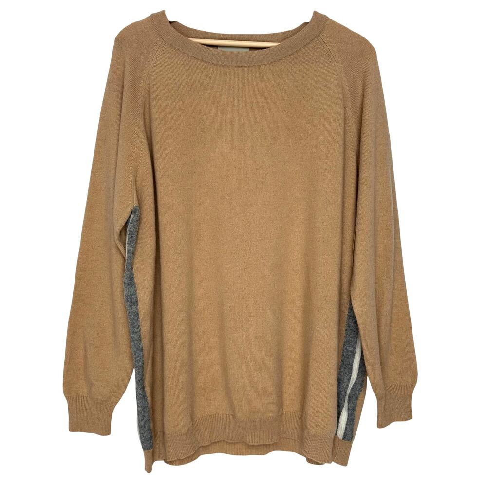 NWT Jumper 1234 Cashmere Boyfriend‎ Sweater Camel Stripe L